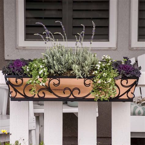 metal window boxes for flowers|deck railing window boxes.